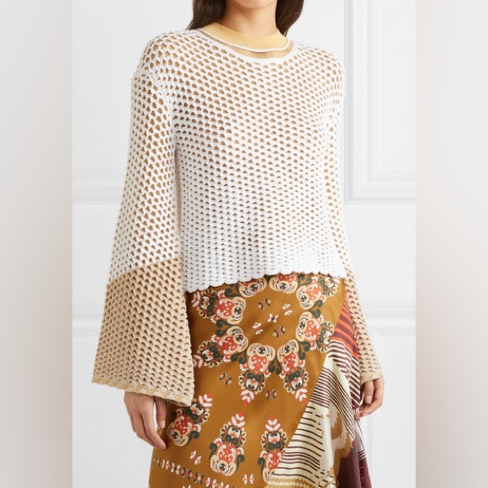 Chloe Layered Crochet Open Knit Sweater